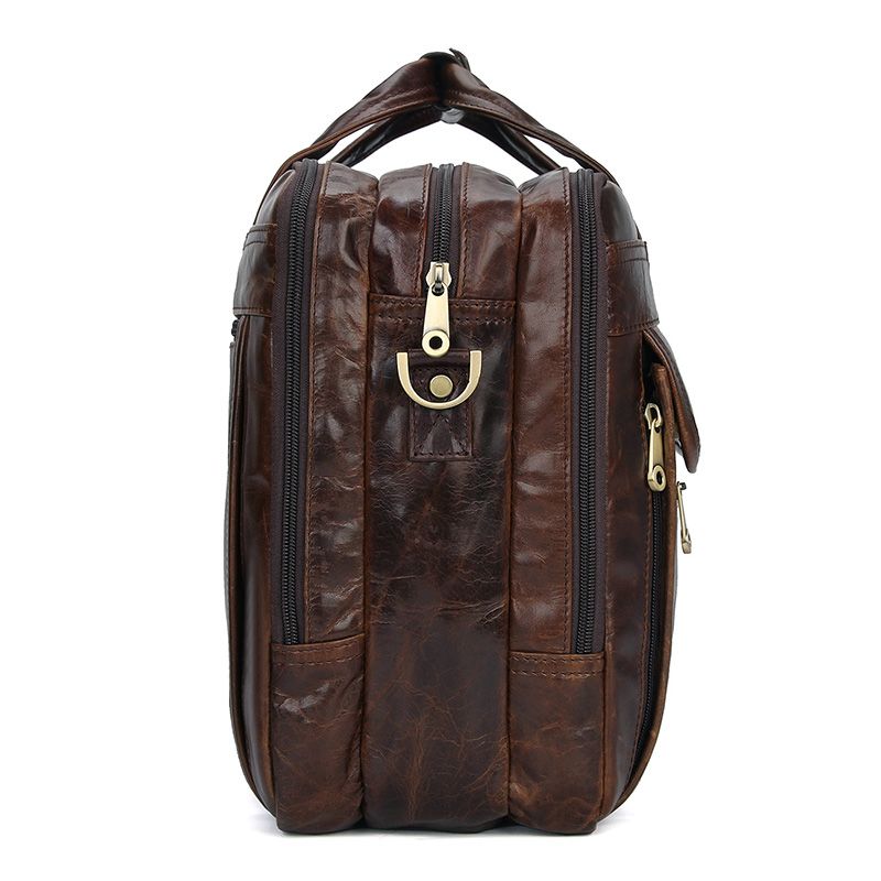 7146Q Guarantee Genuine Cow Leather Men's Briefcase Handbag Messenger